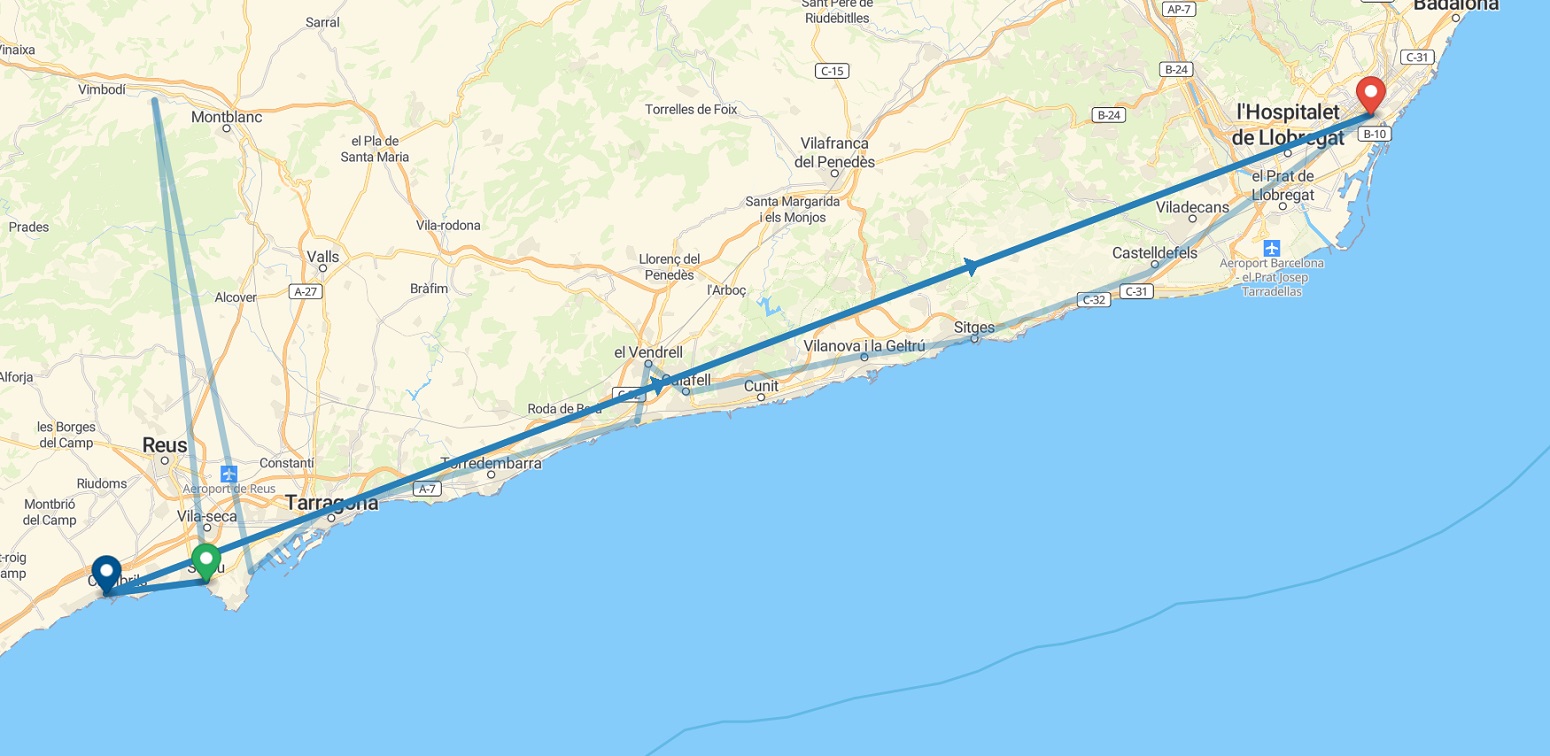 Route from Barcelona to Costa Daurada - Day 7